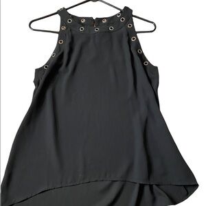 NWT Trouvé Nordstrom Sleeveless Black Top trimmed in circled decoration.  Size S